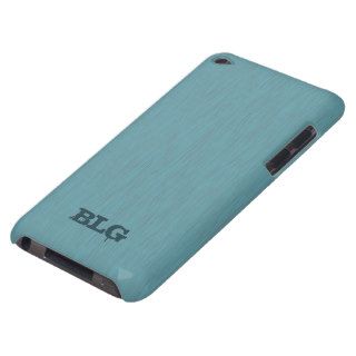 Faux wood blue, add your initials iPod touch cases