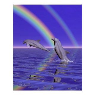 Dolphins and Rainbow Posters