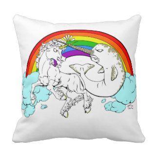 Unicorn vs Narwhal Pillow