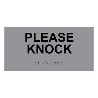 ADA Please Knock Braille Sign RSME 17846 BLKonGray Courtesy  Business And Store Signs 