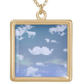 Funny Mustache Cool White Clouds Blue Skyscape Necklaces