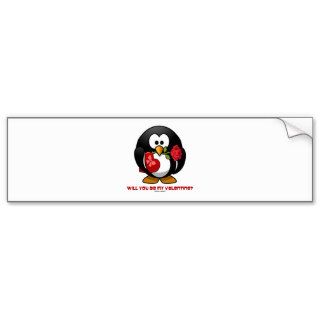 Will You Be My Valentine? (Linux Tux Heart Rose) Bumper Sticker