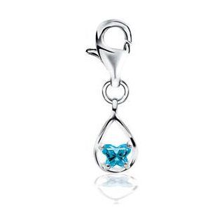 Sterling Silver Butterfly Cz Birthstone Charm by US Gems Jewelry