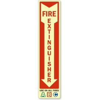 Fire Extinguisher Use On All Fires A B C (Arrow) Sign, 4" x 18" Industrial Warning Signs