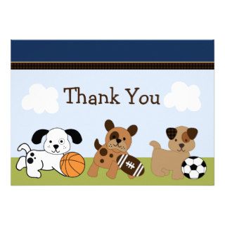 Bow Wow Puppy Dog & Sports Thank You Card