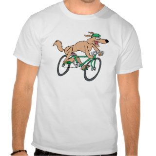 Funny Cartoon Dog Riding Bicycle Tshirts