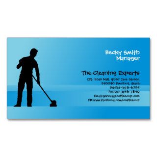 Cleaning Services Business Card Man Mopping