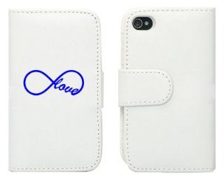 White Apple iPhone 5 5S 5LP189 Leather Wallet Case Cover Blue Infinite Infinity Love Cell Phones & Accessories