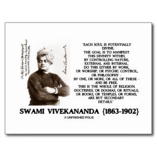 Vivekananda Each Soul Potentially Divine Be Free Post Cards
