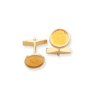 Gold and Watches 14k 1/20oz Panda Coin Polished Plain Bezel Cuff Links Mounting Jewelry