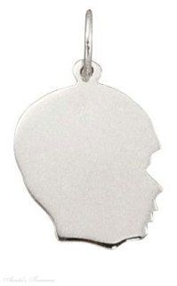 Sterling Silver Large Engraveable Boy Profile Charm Clasp Style Charms Jewelry