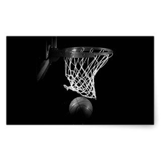 Black & White Basketball Rectangle Sticker