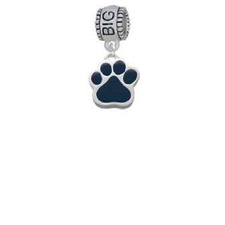 Large Navy Blue Paw Big Sister Charm Dangle Bead Delight Jewelry Jewelry