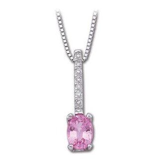 Ann Harrington Jewelry 14k White Gold 7x5 Genuine Pink Sapphire And .08 Ct Tw Diamond Necklace Jewelry