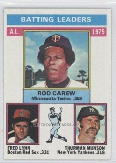 Topps 1976 #192 AL Batting Leaders Rod Carew/Fred Lynn/Thurman Munson 