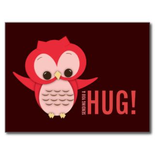 Cute Owl Sending a Hug Postcard