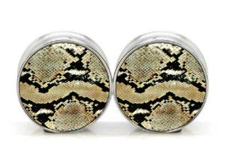 Pair of Snake Skin Stainless Steel Screw Ear Tunnels Plug Expander Stretcher 00G/10mm  Other Products  