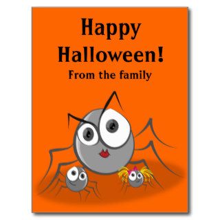 Cute Spider Family Happy Halloween Post Card