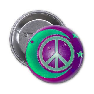 Peace Sign, Moon and 3 Stars Button