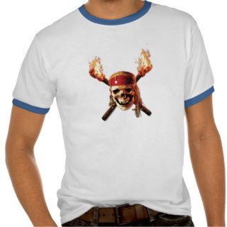 Pirates of the Caribbean Skull torches Logo Disney Tee Shirts