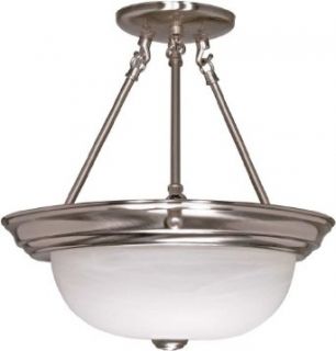 Nuvo 60/202 15 Inch Brushed Nickel Semi Flush with Alabaster Glass   Semi Flush Mount Ceiling Light Fixtures  