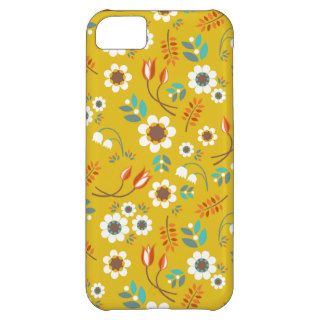 Vintage Mustard Yellow Floral Flowers Pattern Case For iPhone 5C