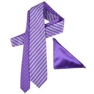 Vance Men's Reversible Silk Touch Purple Microfiber Tie and Hanky Set Vance Co. Ties