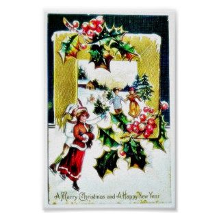 Christmas greeting with people found with holy lea print