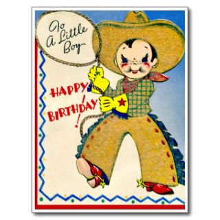 Little Cowboy   Retro Happy Birthday Post Card
