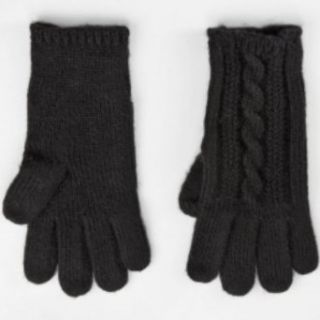 Fownes Womens Soft Black Cable Knit Gloves Cold Weather Gloves