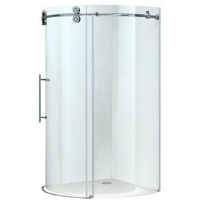 Vigo 40 in. x 73 in. Frameless Bypass Round Shower Enclosure in Chrome and Left Door VG6031CHCL36L