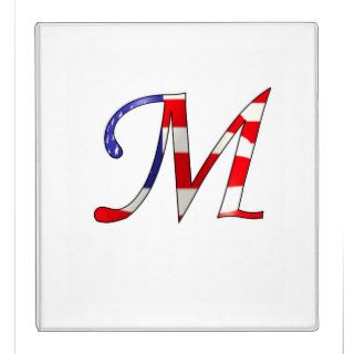 Monogram Letter M American Flag Vinyl Binder