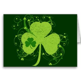 Green Irish Shamrock Greeting Cards