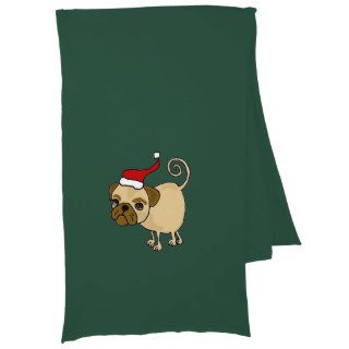 Funny Pug Wearing Santa Hat Scarf
