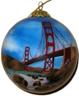 Hand Painted Glass Ornament, Golden Gate Bridge CO 206   Decorative Hanging Ornaments