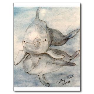 Dolphin Duo Marine Mammal Nautical Art Postcards