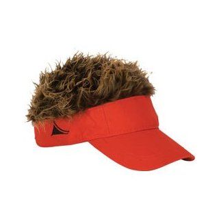 Billy Bob Flair Hair Red Visor with Brown Hair Sports & Outdoors