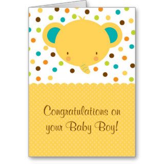 Cute Elephant Baby Boy Congratulations Greeting Ca Cards