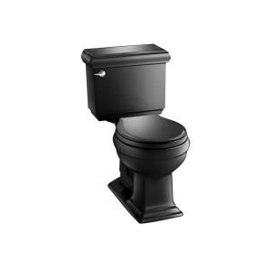 KOHLER Memoirs Classic Comfort Height 2 piece 1.28 GPF Round Front Toilet with AquaPiston Flushing Technology in Black K 3986 7