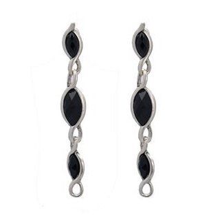 Everlyse Antique Silver Black Drop Post Earrings Jewelry