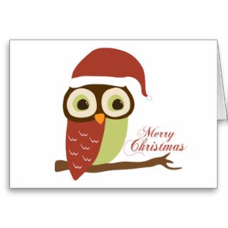 Santa Owl Merry Christmas Cards