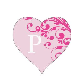 Wedding Hearts Letter P Monogram Pink Wedding Enve Sticker