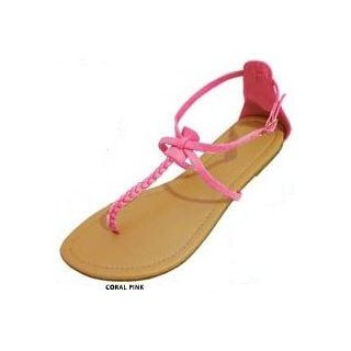 Women's Braided Roman Gladiator Sandals Shoes (7/8, Coral Pink 6211) Shoes