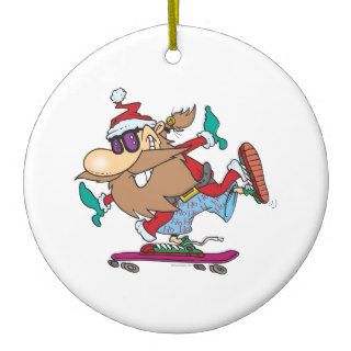funny cool dude skateboarding santa claus christmas tree ornament