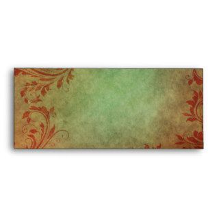 Pretty Red and Green Damask Envelopes