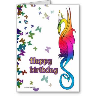 Colorful Rainbow Dragon Birthday card