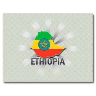 Ethiopia Flag Map 2.0 Post Cards