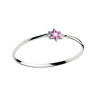 Girls Jewelry   Sterling Silver Pink Enameled Stripe Star Bangle Bangle Bracelets Jewelry