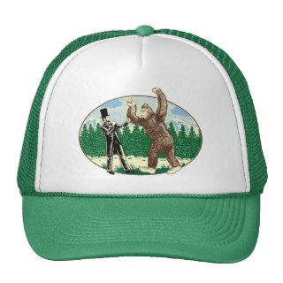 ABE LINCOLN SASQUATCH HUNTER   Funny Bigfoot Logo Mesh Hats