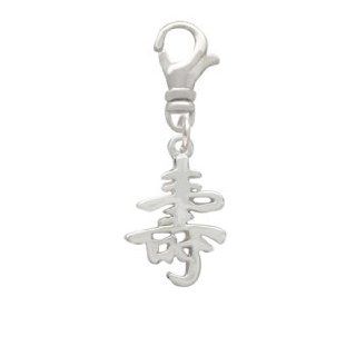 Silver Chinese Symbol "Long Life" Clip On Charm [Jewelry] Delight Jewelry Delight Jewelry Jewelry